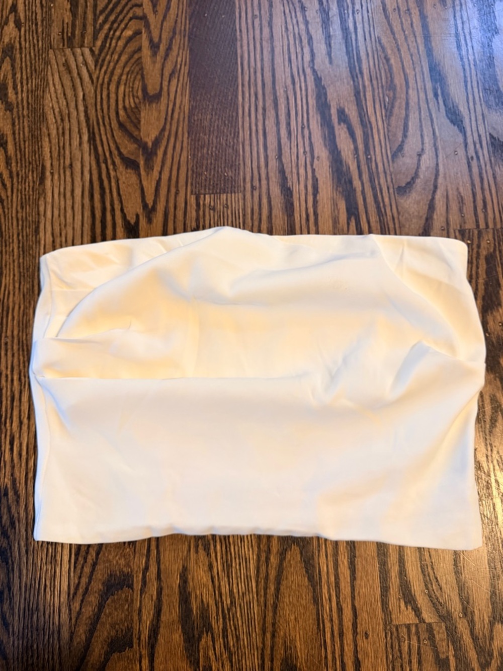 SNDYS Cream Strapless Bandeau crop Top with Gold Zipper medium